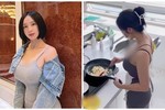 Hot girl mặc váy bó khoe thân hình bốc lửa khi nấu nướng