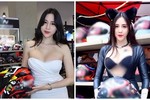 Đứng bán mũ bảo hiểm, hot girl mặc o ép vòng một “ngoại cỡ“