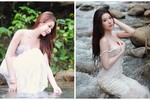 Đi tắm suối “trốn nóng”, hot girl mặc hở khoe vòng một căng đầy