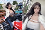 Hotgirl mê xe phân khối lớn mặc hở bạo khoe vòng 1