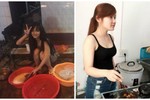 Say nắng vẻ xinh xắn của hot girl bán cháo, rửa bát