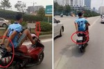 Công an tìm ra người đi xe máy bằng chân trên đường Hà Nội