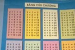 Bảng cửu chương lạ “5 + 10 = 50” trên vở Hồng Hà