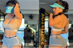 Diện đồ siêu ngắn, "hot girl phòng gym" khoe vòng 3 "trái đào"