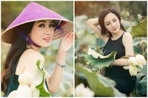 BTV Hoài Anh tạo dáng giữa đầm sen hút lời khen ngợi