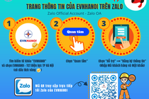 EVNHANOI thông tin lịch cắt điện, hóa đơn... trên Zalo