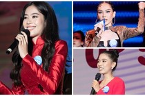 Nam Em và dàn thí sinh Miss World Vietnam trổ tài hát, thuyết trình