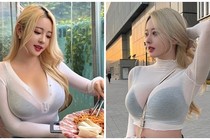 Hot girl Hàn Quốc mặc xuyên thấu khoe vòng một căng đầy “ná thở”