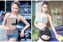 Ngượng đỏ mặt hot girl “mặc như không” khi rửa xe