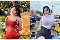 Hot girl siêu vòng một mặc xuyên thấu khoe dáng trên phố