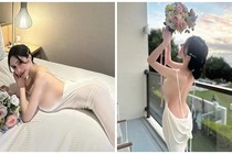 Hot girl xinh đẹp làm phù dâu, mặc váy mỏng tang hớ hênh vòng 1