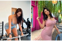 Hot girl “nghiện” mặc hở khoe vòng một “khủng” trong phòng tập