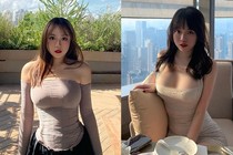 Đỏ mặt trước nàng hot girl siêu vòng một “nghiện” mốt xẻ sâu 