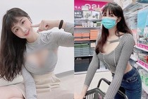 Ngượng chín mặt hot girl diện đồ xẻ sâu khoe ngực khi đi chợ