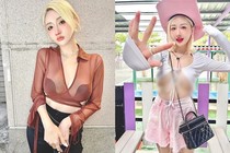 Đỏ mặt hot girl xinh đẹp mê mốt xuyên thấu, lộ chân ngực 