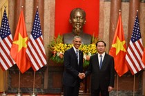 Chủ tịch nước Trần Đại Quang đang hội đàm với Tổng thống Obama