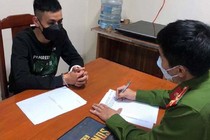 Đối tượng Lê Đình Hoài tại cơ quan công an.