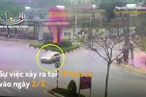 Video: Xe máy chạy tốc độ cao đâm ôtô, tài xế văng lên cao