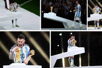 Messi hôn lên chiếc cup dành cho đội vô địch đầy cảm xúc