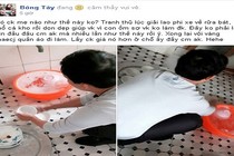 Vợ chăm con ốm, chồng "soái ca" tranh thủ rửa bát