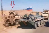 Xe bọc thép Mỹ đâm thẳng vào thiết giáp BTR-80 Nga tại Syria