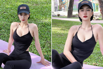 Tập trong công viên, hot girl phòng gym diện áo yếm gây chú ý