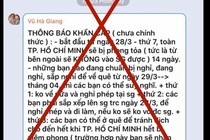 Xác đinh 18 tài khoản mạng xã hội đăng tin “TPHCM sẽ phong toả 14 ngày”.