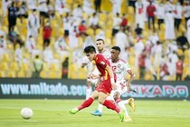 Cầu thủ Tiến Linh ghi bàn vào lưới UAE tại vòng loại 2 World Cup 2022.Ảnh: 24h.com.vn