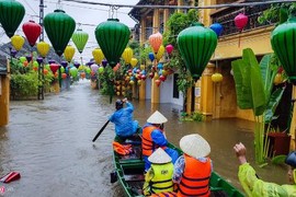 Kiếm tiền triệu mỗi ngày khi phố cổ Hội An chìm trong nước lũ