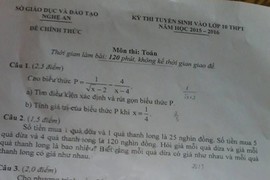 Đề thi vào lớp 10 THPT môn Toán toàn tỉnh Nghệ An sáng 10/6