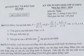 Đề thi vào lớp 10 môn Toán toàn Thành phố Hà Nội chiều 11/6 và đáp án