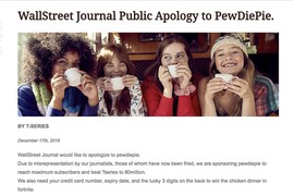 Tờ Wall Street Journal bị hack, đăng lời xin lỗi PewDiePie