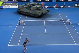 Xem xe tăng M1 Abrams đấu tennis với Novak Djokovic