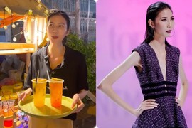 Cao Ngân người mẫu Vietnam's Next Top Model bán trà muối ớt vỉa hè