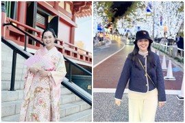 Vợ trung vệ Duy Mạnh diện kimono đẹp không khác gái Nhật Bản