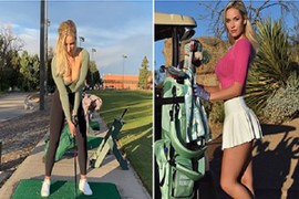 Mỹ nhân làng Golf ngượng chín mặt vì mặc áo hớ hênh ra sân 