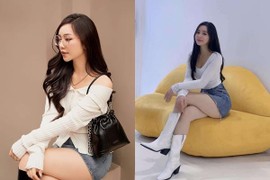 Quỳnh Kool mê kiểu váy jeans ôm, khoe đôi chân trắng như bông bưởi