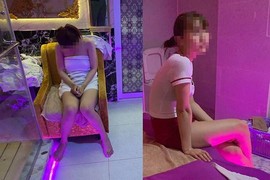 Các nữ nhân viên trong tình trạng thiếu vải, hở hang.