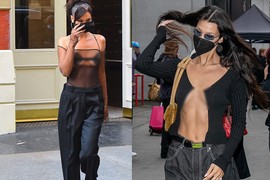  Bella Hadid liên tục diện đồ “mặc cũng như không”, lộ nguyên vòng một 