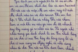 Làm văn kể về gia đình, bé trai lớp 2 “bóc phốt” chị gái