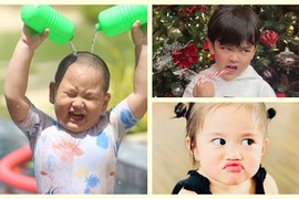 Nhóc tì nhà sao Việt là thánh biểu cảm, gia đình vui như Tết