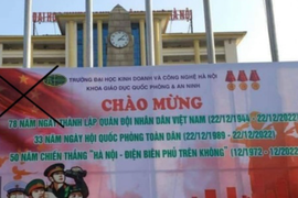 Áp phích ĐH Kinh doanh và Công nghệ in cờ nước ngoài: Công an vào cuộc