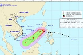 Bão Melor đang tiến thẳng quần đảo Trường Sa