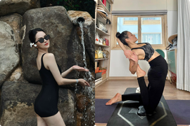 Hương Giang mặc áo tắm kín bưng, Phương Trinh Jolie chăm tập yoga