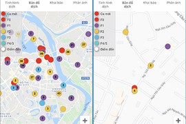 Smartcity "chỉ điểm" các khu vực có người nhiễm Covid-19 tại Hà Nội
