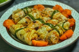 Bắp cải cuộn nấm mang kho, không cần thịt vẫn thơm ngon, bổ dưỡng