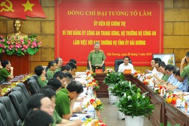 Bộ trưởng Công an Tô Lâm làm việc với Ban Thường vụ Tỉnh ủy Hải Dương