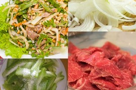 Học làm gỏi bò bóp thấu siêu ngon tại Khoảng lặng Hương Sen