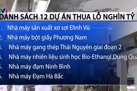 12 dự án thua lỗ, yếu kém thuộc ngành công thương