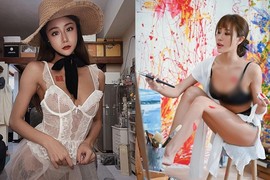 Nữ họa sĩ diện nội y vẽ tranh khoe body "ná thở"